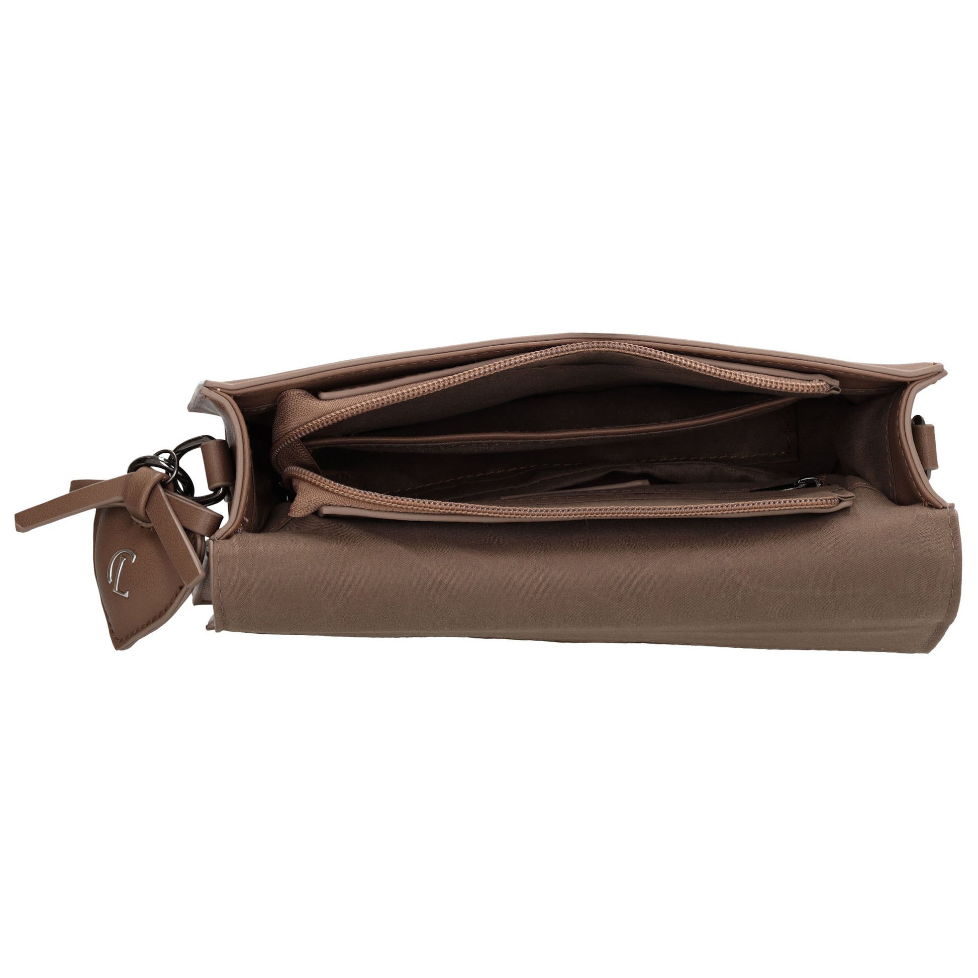 Schultertasche| Clutch 26 x 13cm in Taupe mit Überschlag - leder-accessoires.com