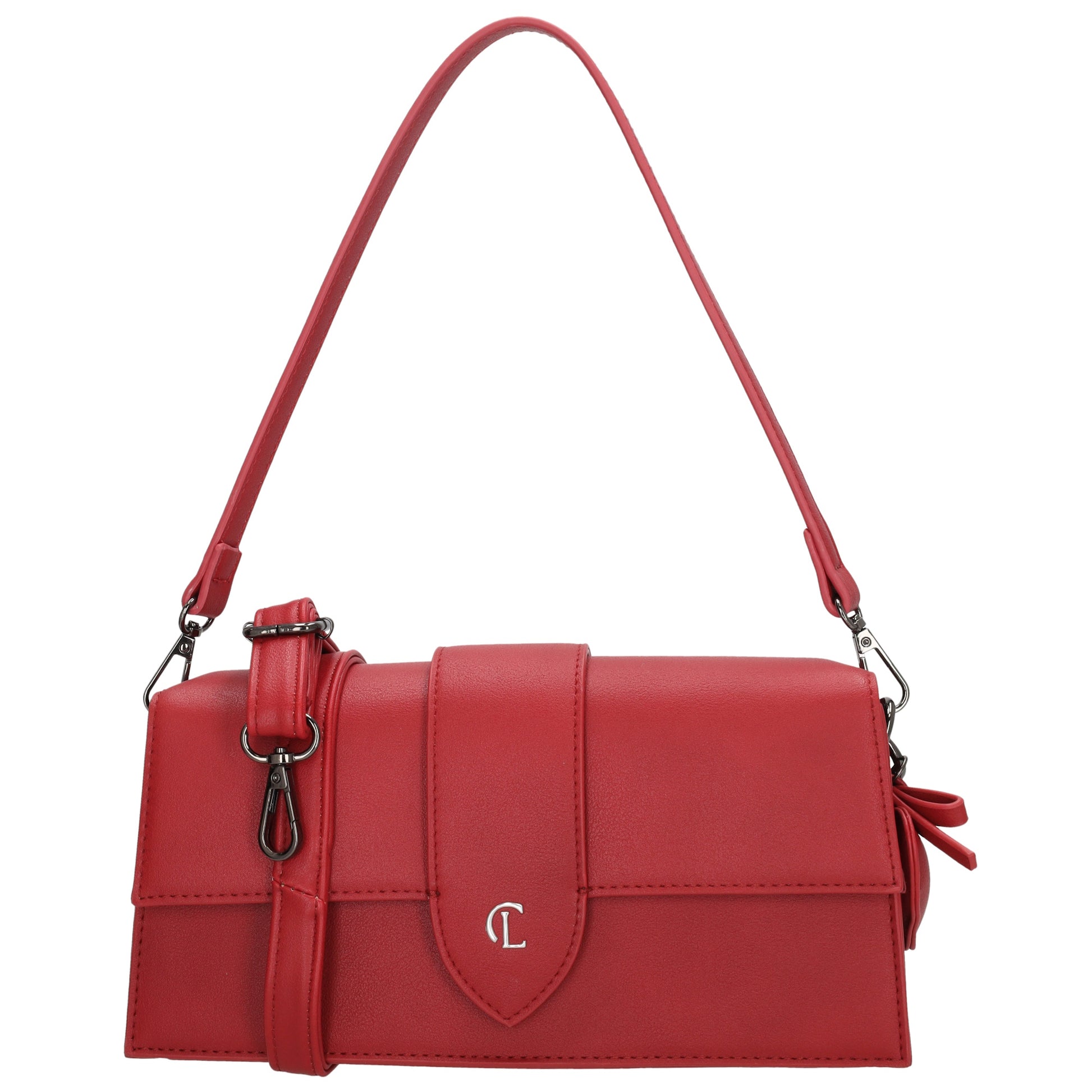 Schultertasche| Clutch 26 x 13cm in Rot mit Überschlag - leder-accessoires.com