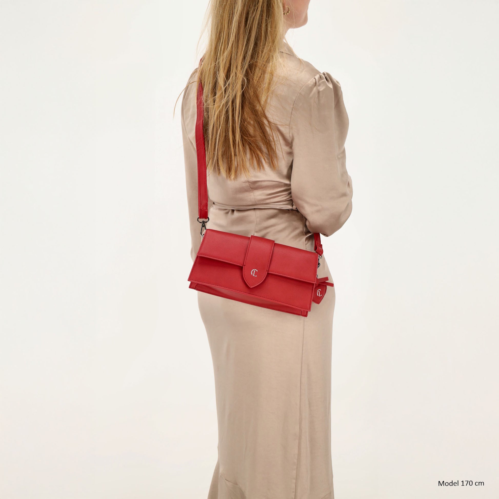 Schultertasche| Clutch 26 x 13cm in Rot mit Überschlag - leder-accessoires.com
