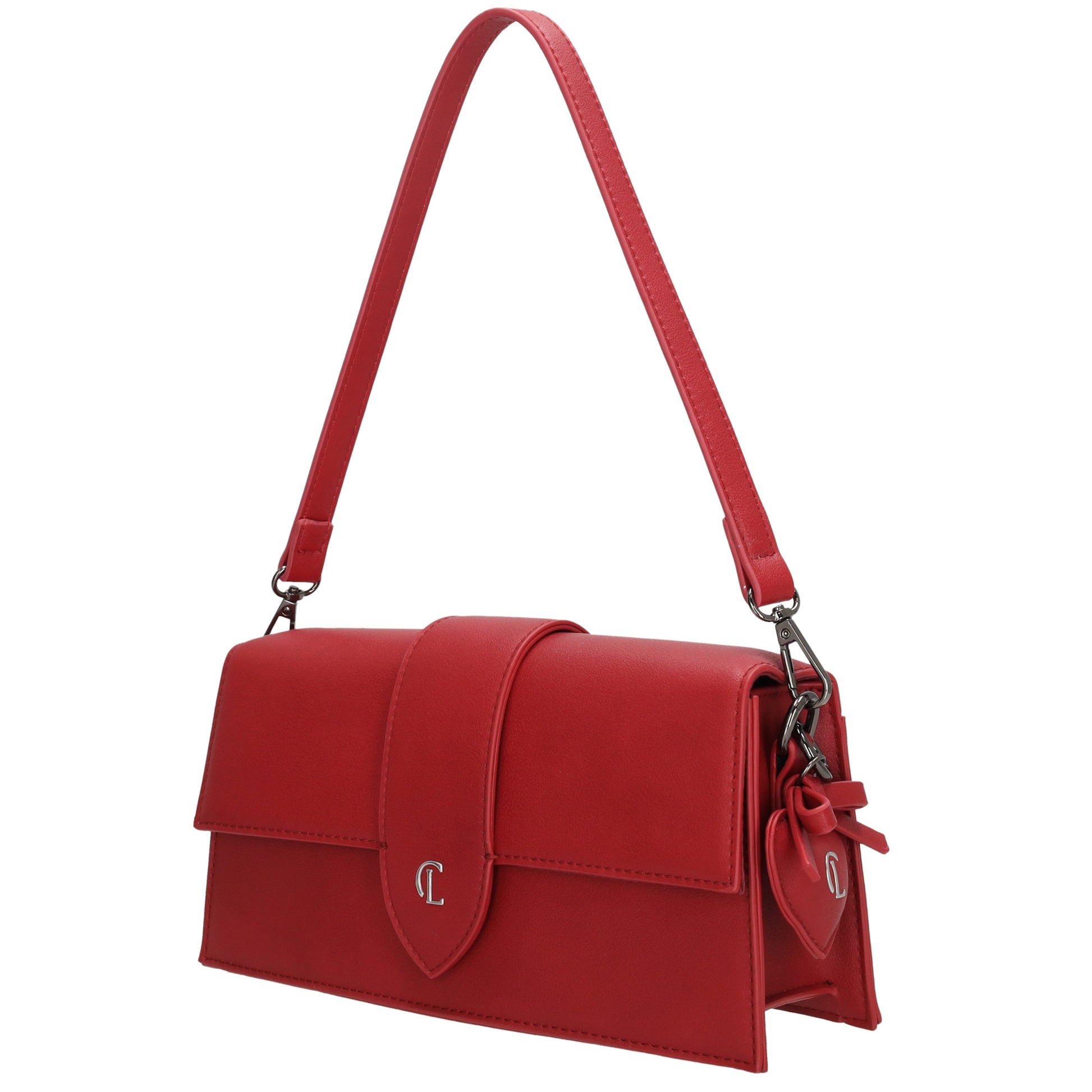 Schultertasche| Clutch 26 x 13cm in Rot mit Überschlag - leder-accessoires.com