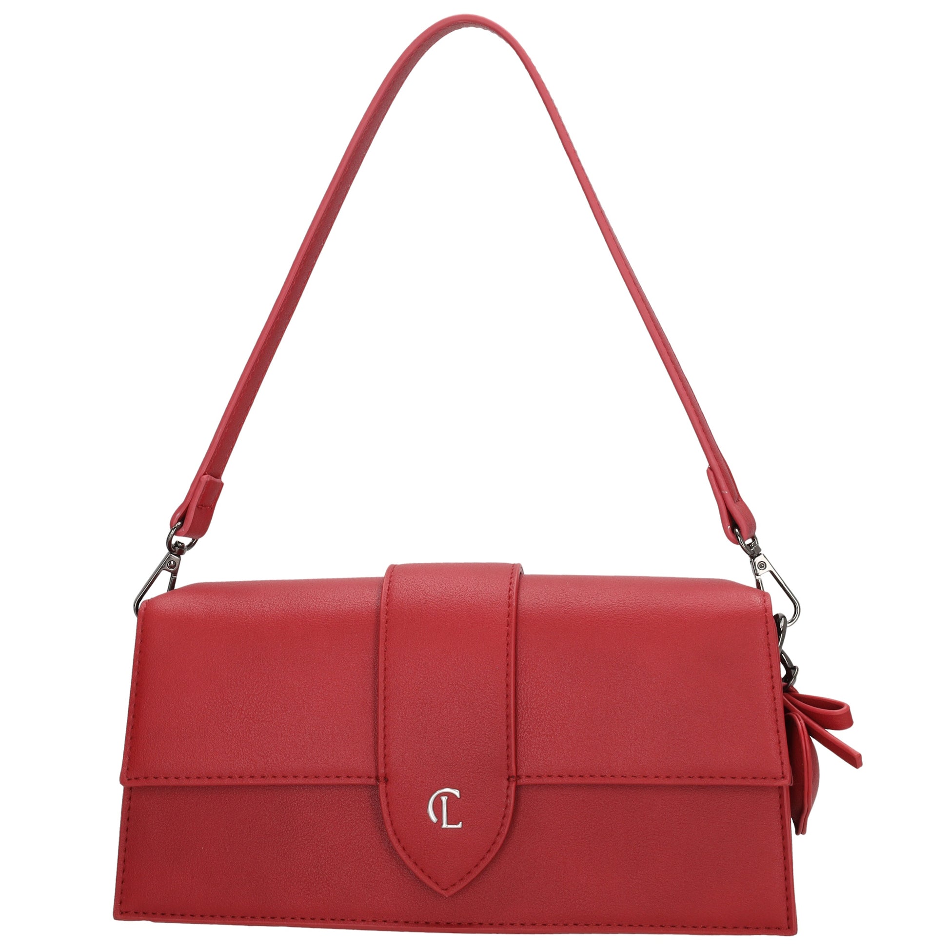 Schultertasche| Clutch 26 x 13cm in Rot mit Überschlag - leder-accessoires.com