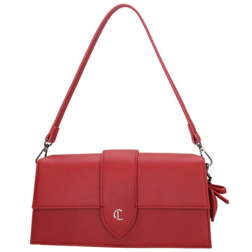 Schultertasche| Clutch 26 x 13cm in Rot mit Überschlag - leder-accessoires.com