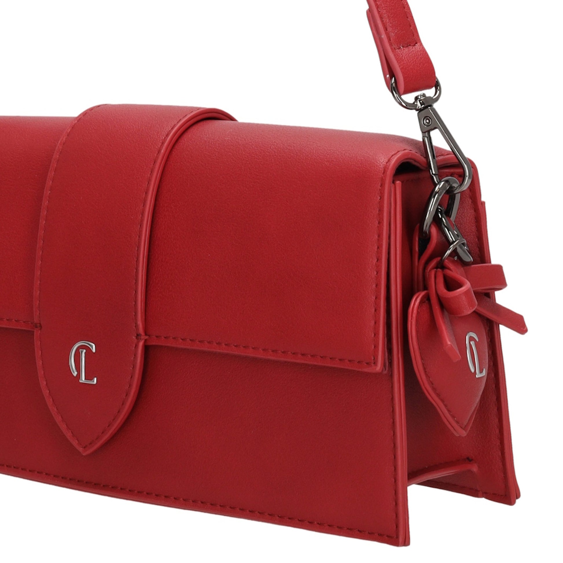 Schultertasche| Clutch 26 x 13cm in Rot mit Überschlag - leder-accessoires.com
