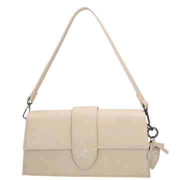Schultertasche| Clutch 26 x 13cm in Beige mit Überschlag