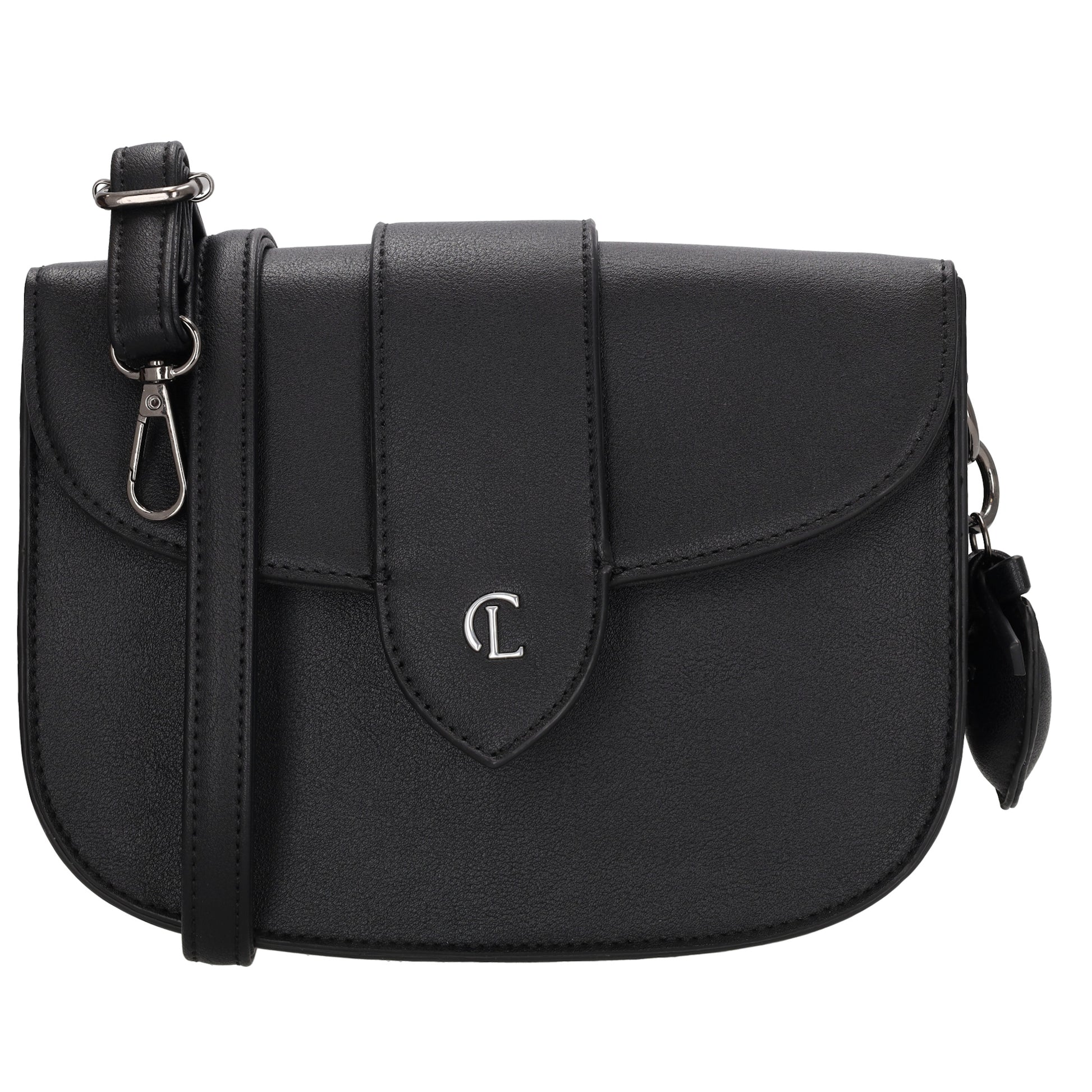 Crossbody-Tasche 16x21cm in Schwarz mit Überschlag - leder-accessoires.com