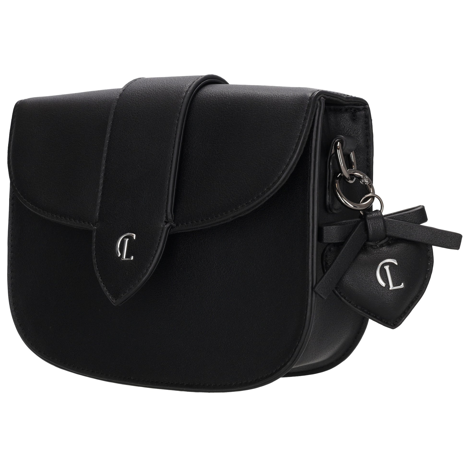 Crossbody-Tasche 16x21cm in Schwarz mit Überschlag - leder-accessoires.com