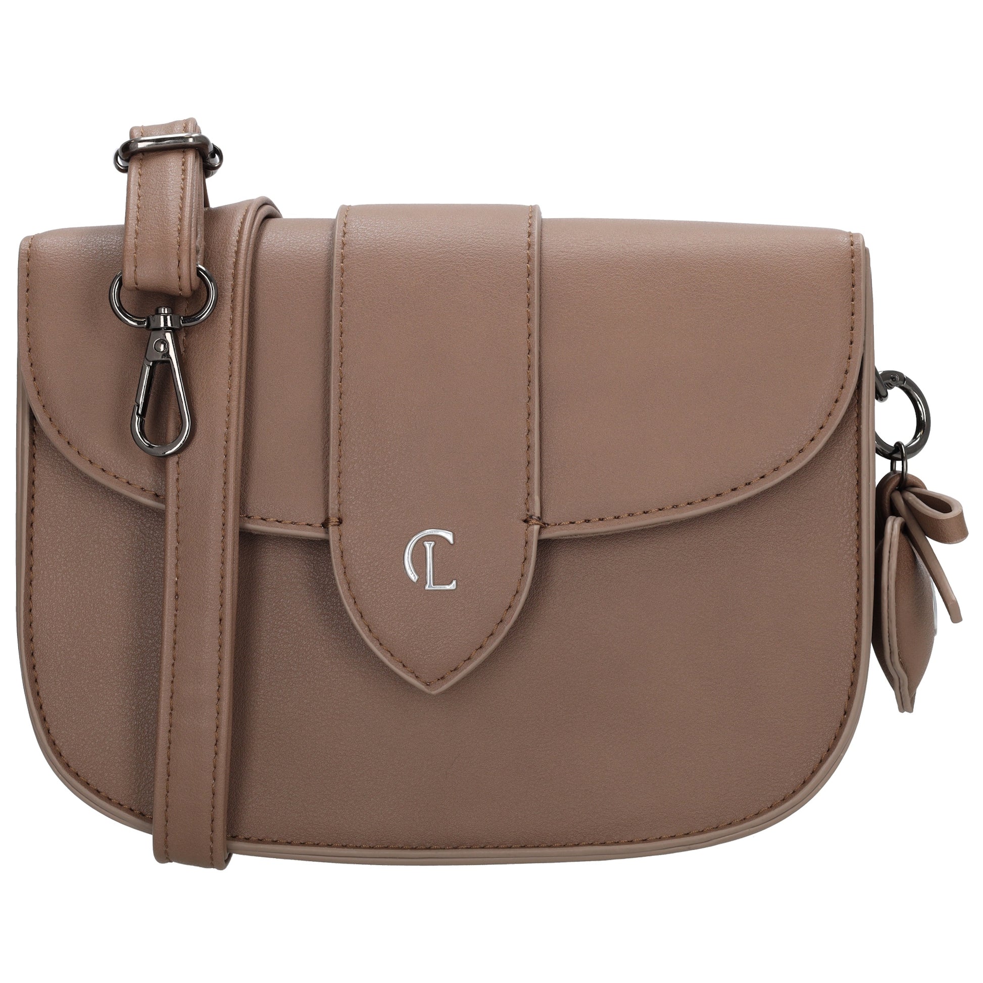 Crossbody-Tasche 16x21cm in Taupe mit Überschlag - leder-accessoires.com