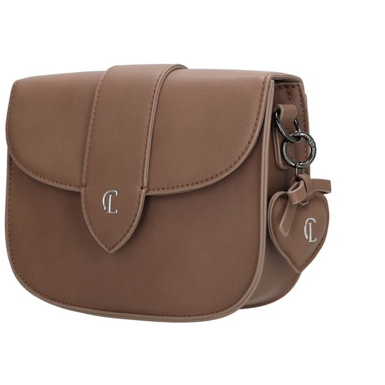 Crossbody-Tasche 16x21cm in Taupe mit Überschlag - leder-accessoires.com