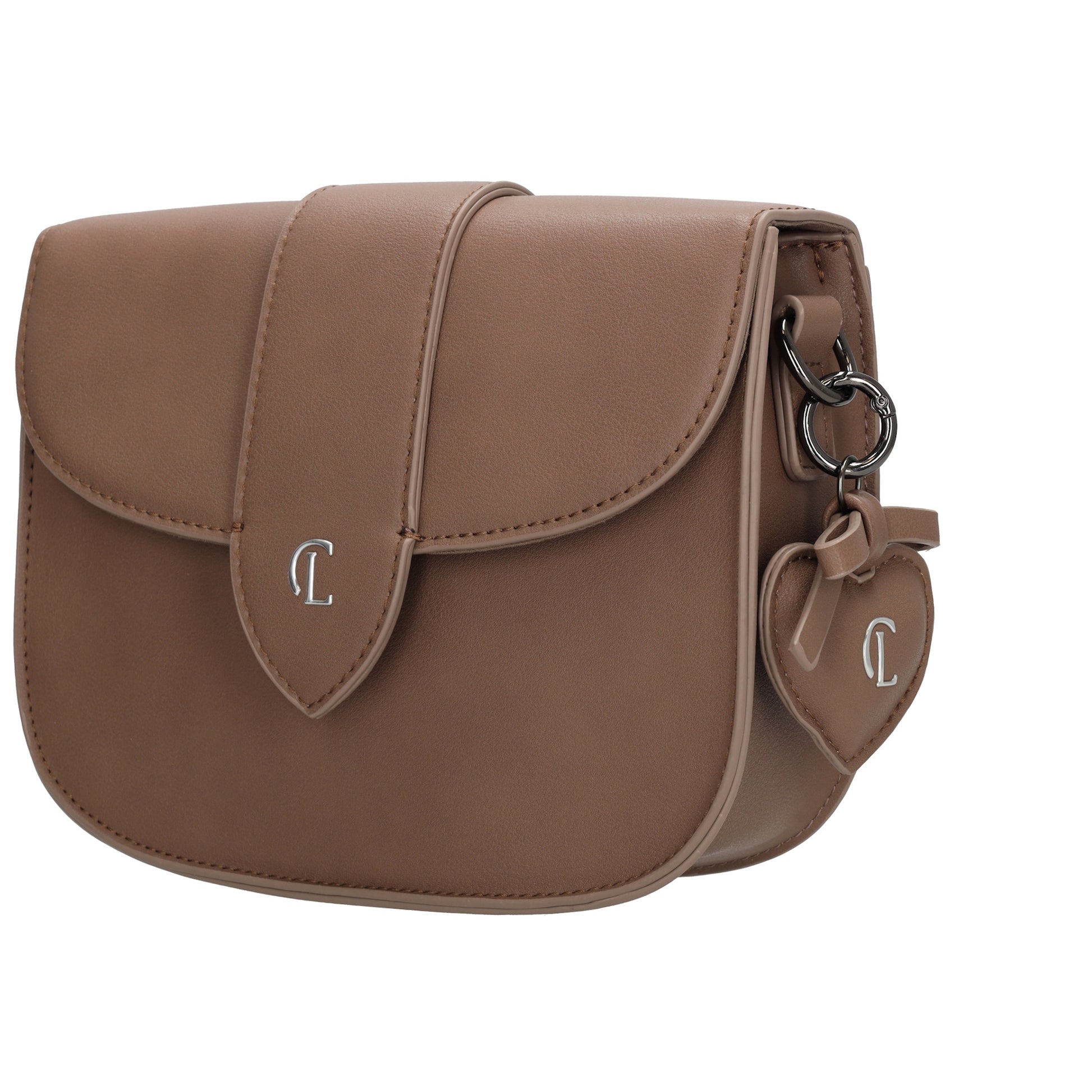 Crossbody-Tasche 16x21cm in Taupe mit Überschlag - leder-accessoires.com