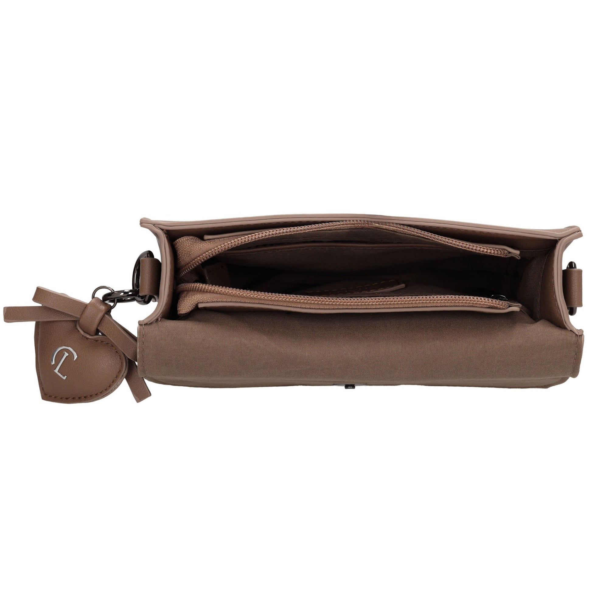 Crossbody-Tasche 16x21cm in Taupe mit Überschlag - leder-accessoires.com