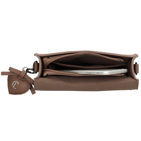 Crossbody-Tasche 16x21cm in Taupe mit Überschlag - leder-accessoires.com