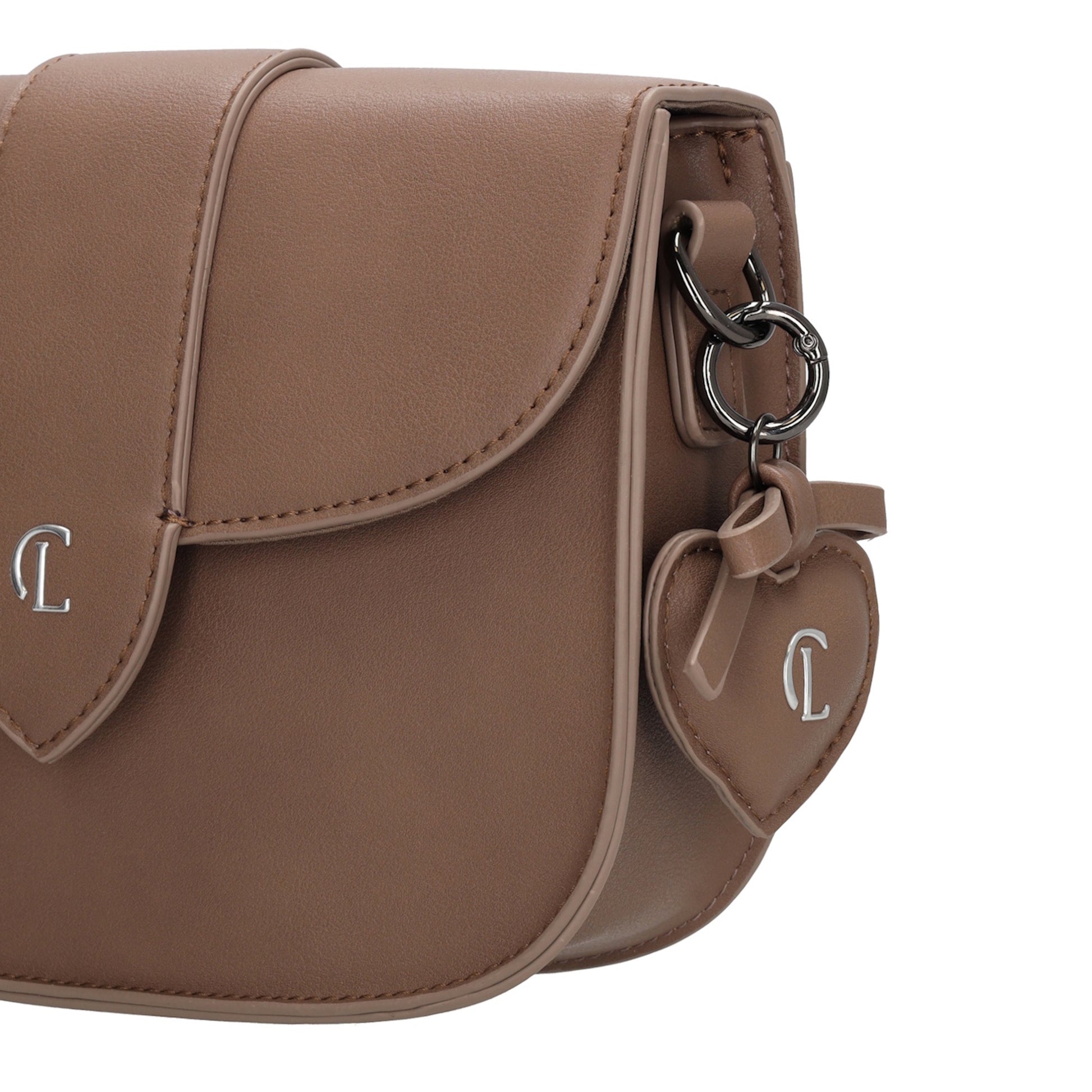 Crossbody-Tasche 16x21cm in Taupe mit Überschlag - leder-accessoires.com
