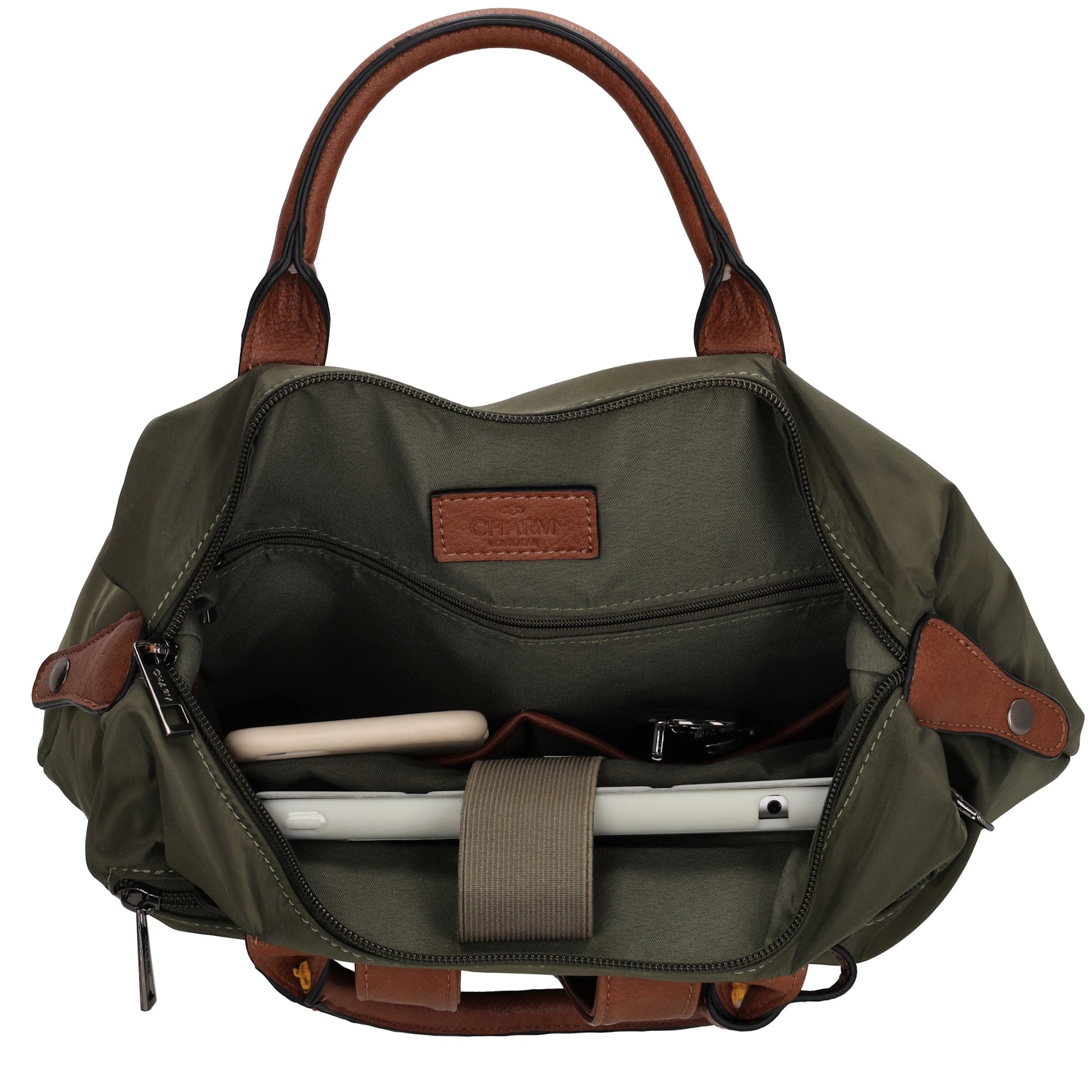 Rucksack 28 x 40cm in  Grün aus Nylon|Polyester mit Reißverschluss - leder-accessoires.com