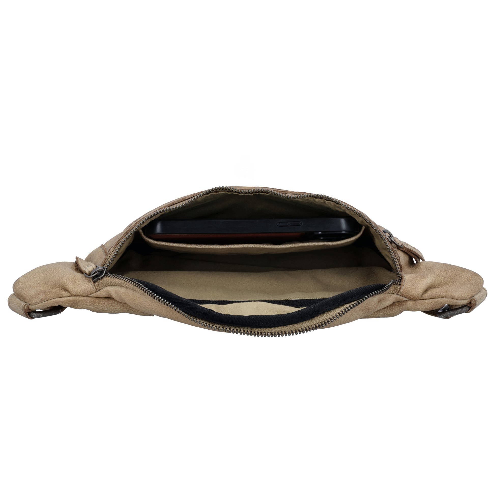 Leder Bodybag  29x18 cm in Sand - leder-accessoires.com