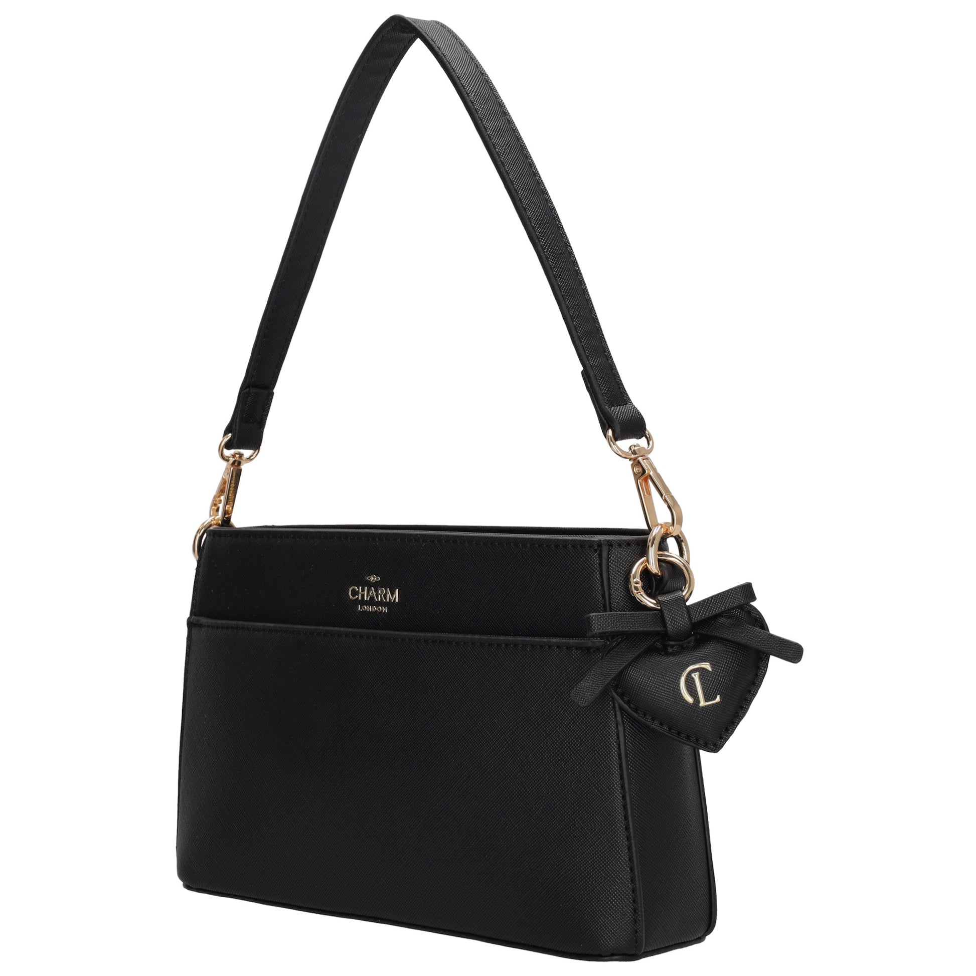 Schultertasche 15x25cm in Schwarz mit Reißverschluss - leder-accessoires.com
