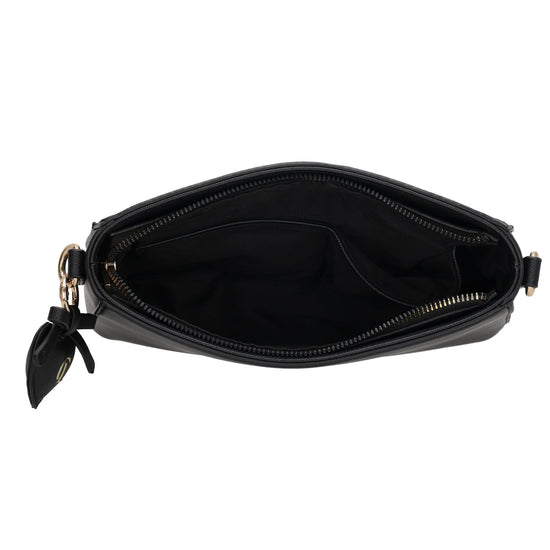 Schultertasche 15x25cm in Schwarz mit Reißverschluss - leder-accessoires.com