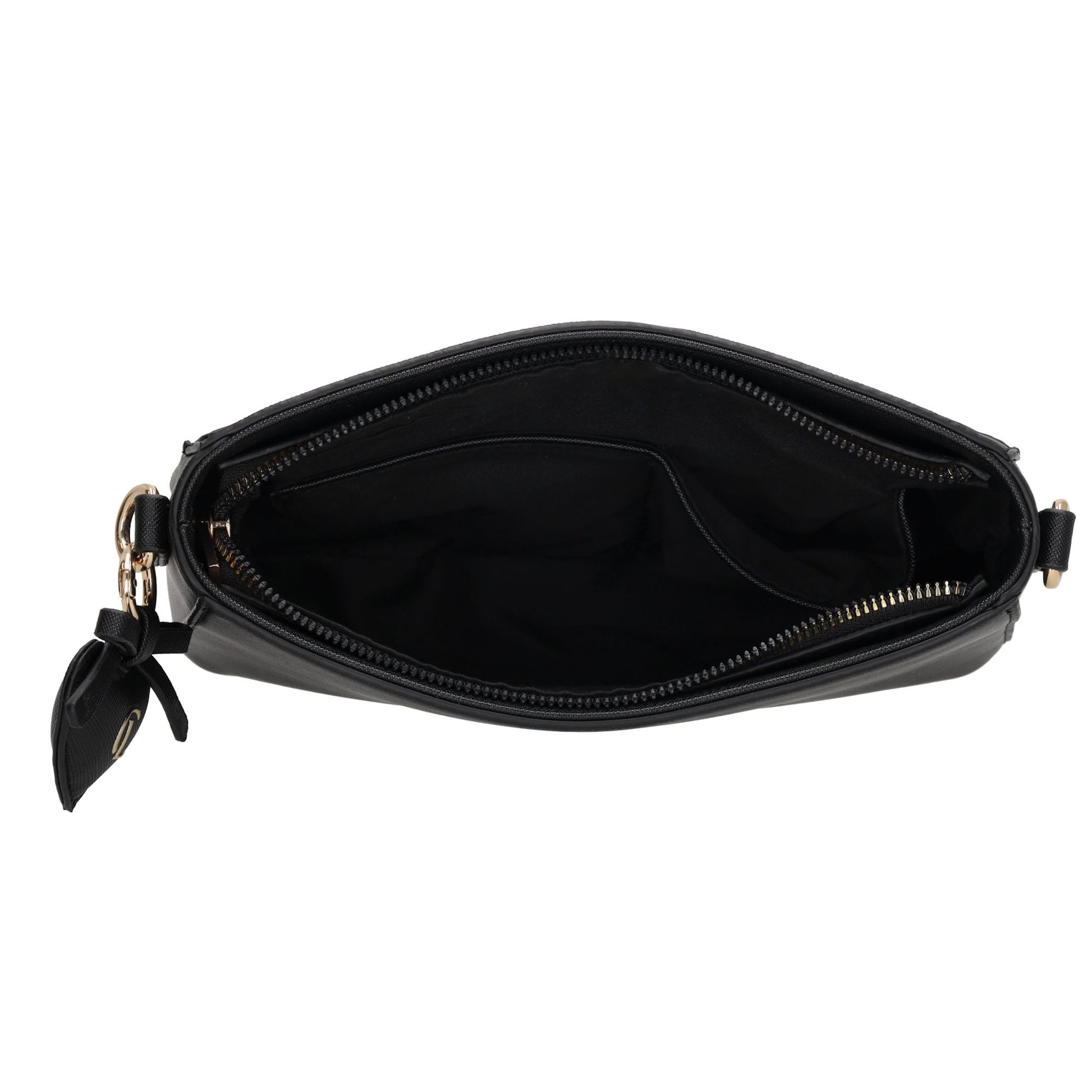 Schultertasche 15x25cm in Schwarz mit Reißverschluss - leder-accessoires.com
