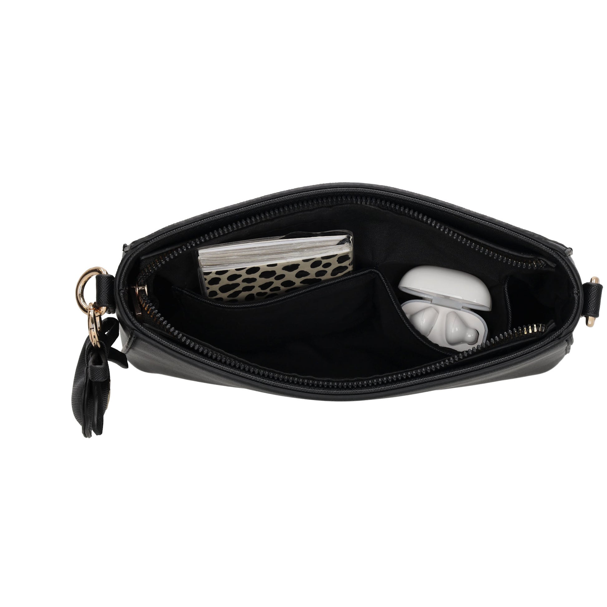 Schultertasche 15x25cm in Schwarz mit Reißverschluss - leder-accessoires.com