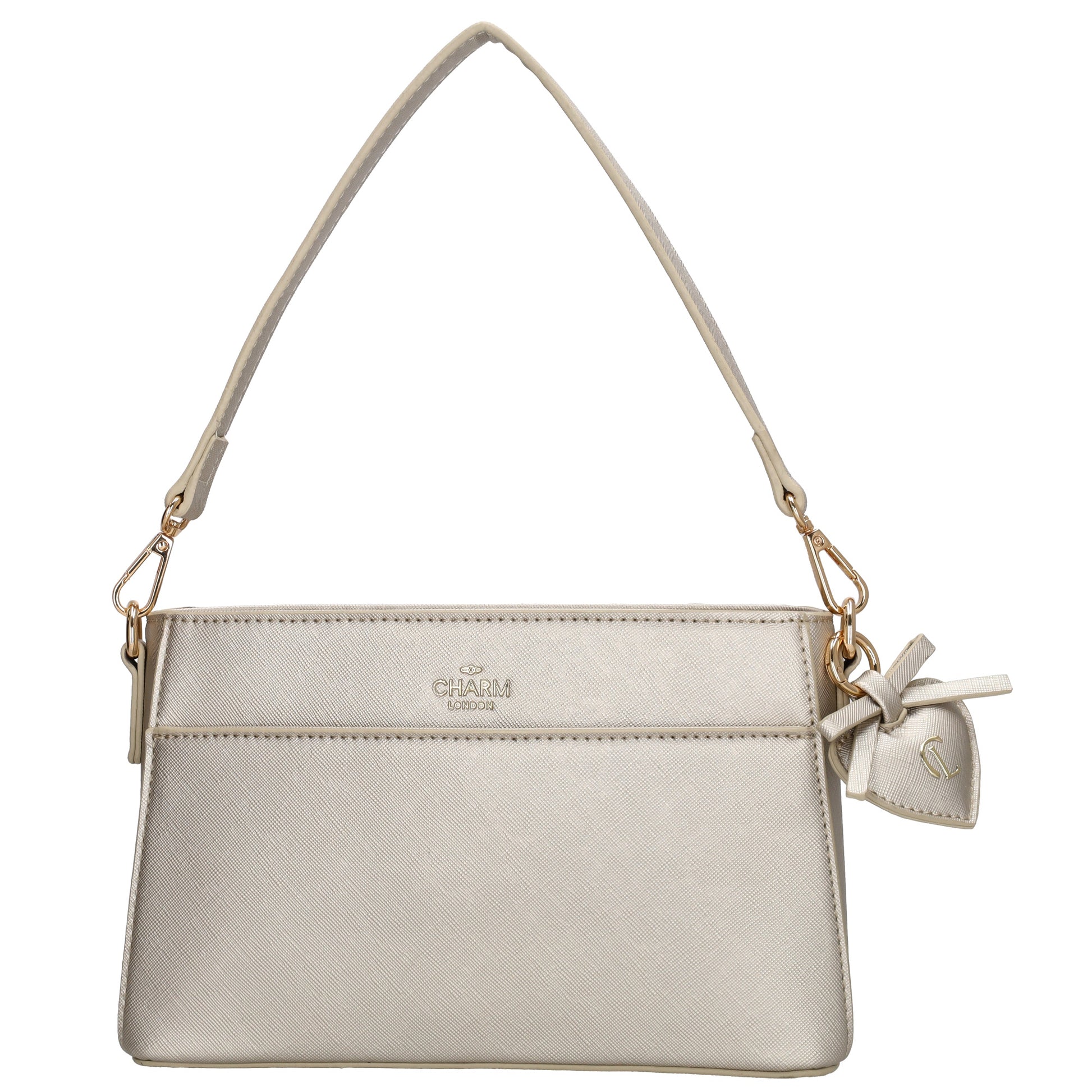 Schultertasche 15x25cm in Champagner mit Reißverschluss - leder-accessoires.com