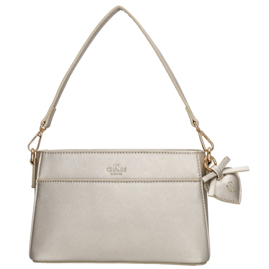 Schultertasche 15x25cm in Champagner mit Reißverschluss