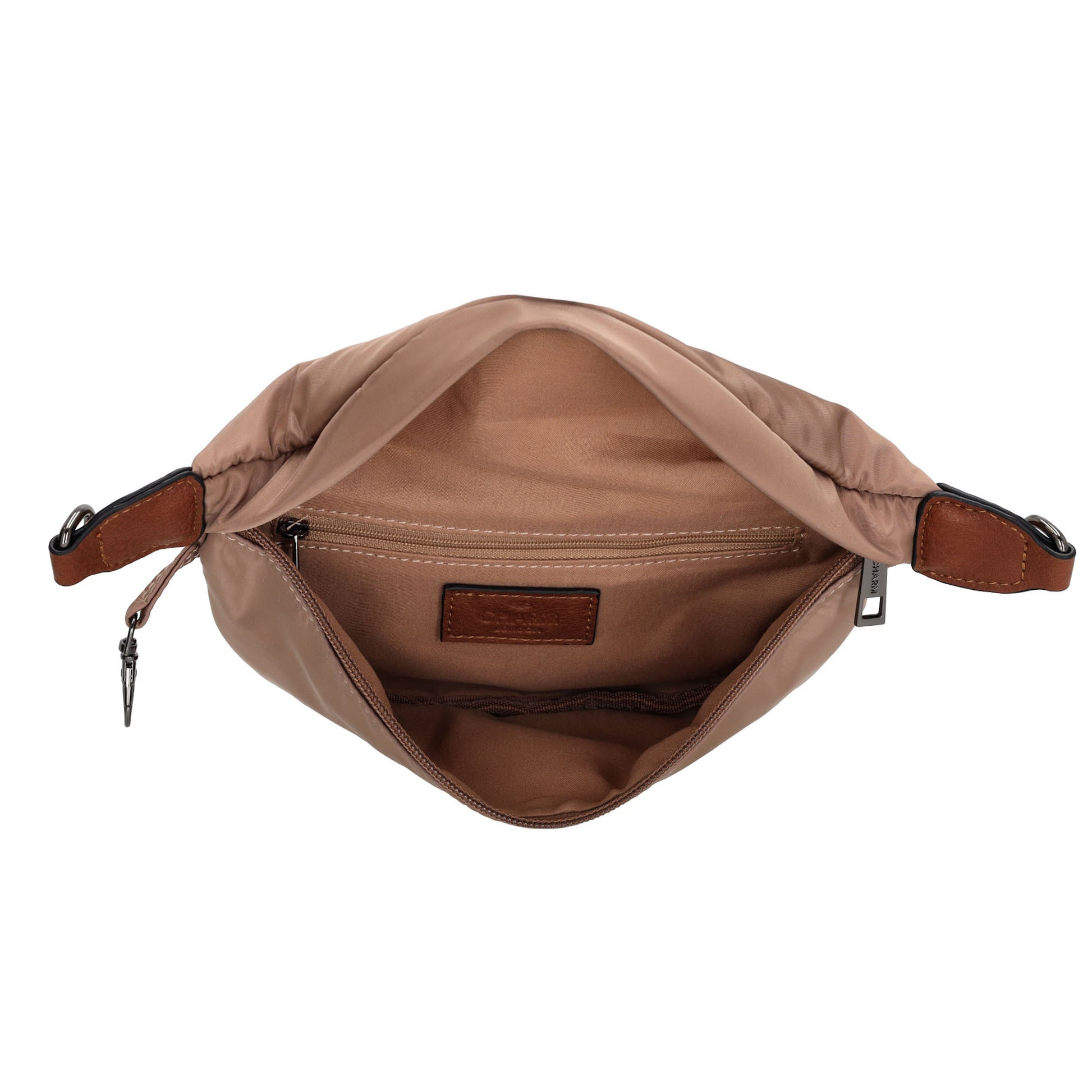 Bodybag 22x14cm in Taupe mit Reißverschluss - leder-accessoires.com