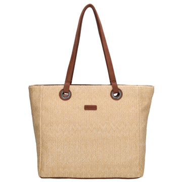 XXL Shopper im Korbflecht-Design 50 x 35cm in Natur mit Reißverschluss