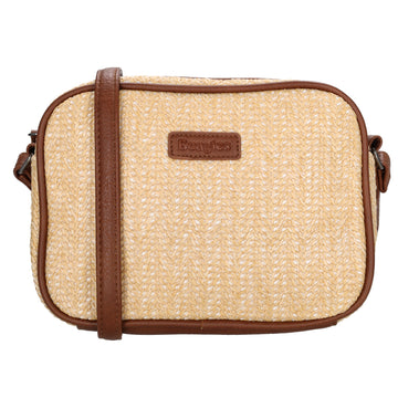 Crossbodytasche im Korbflecht-Design 19 x 14cm in Natur mit Reißverschluss