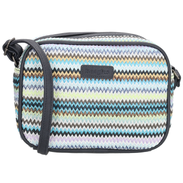 Crossbodytasche im Korbflecht-Design 19 x 14cm in Blau-Mulit mit Reißverschluss