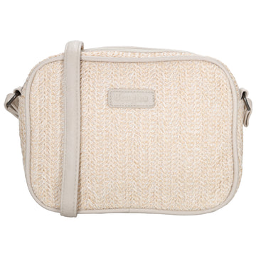 Crossbodytasche im Korbflecht-Design 19 x 14cm in Creme mit Reißverschluss