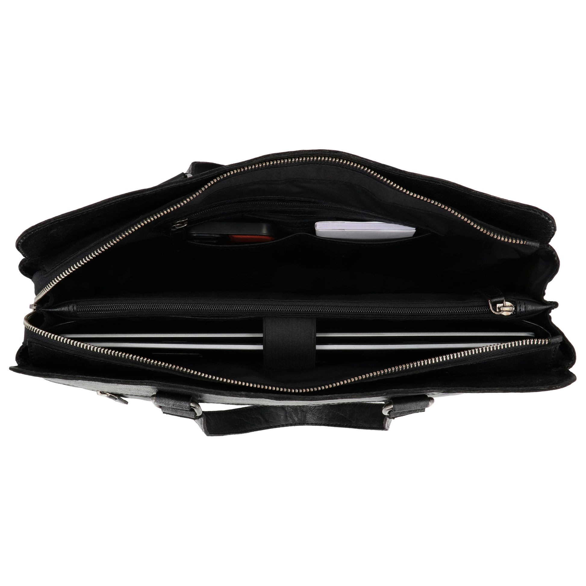Business-| Laptoptasche 40x32cm in Schwarz mit Reißverschluss - leder-accessoires.com
