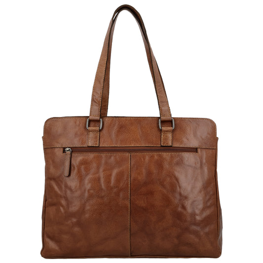 Business-| Laptoptasche 40x32cm in Cognac mit Reißverschluss