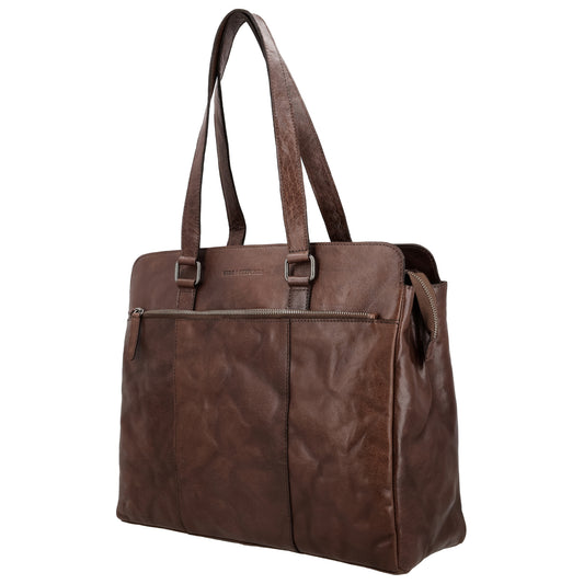 Business-| Laptoptasche 40x32cm in Braun mit Reißverschluss