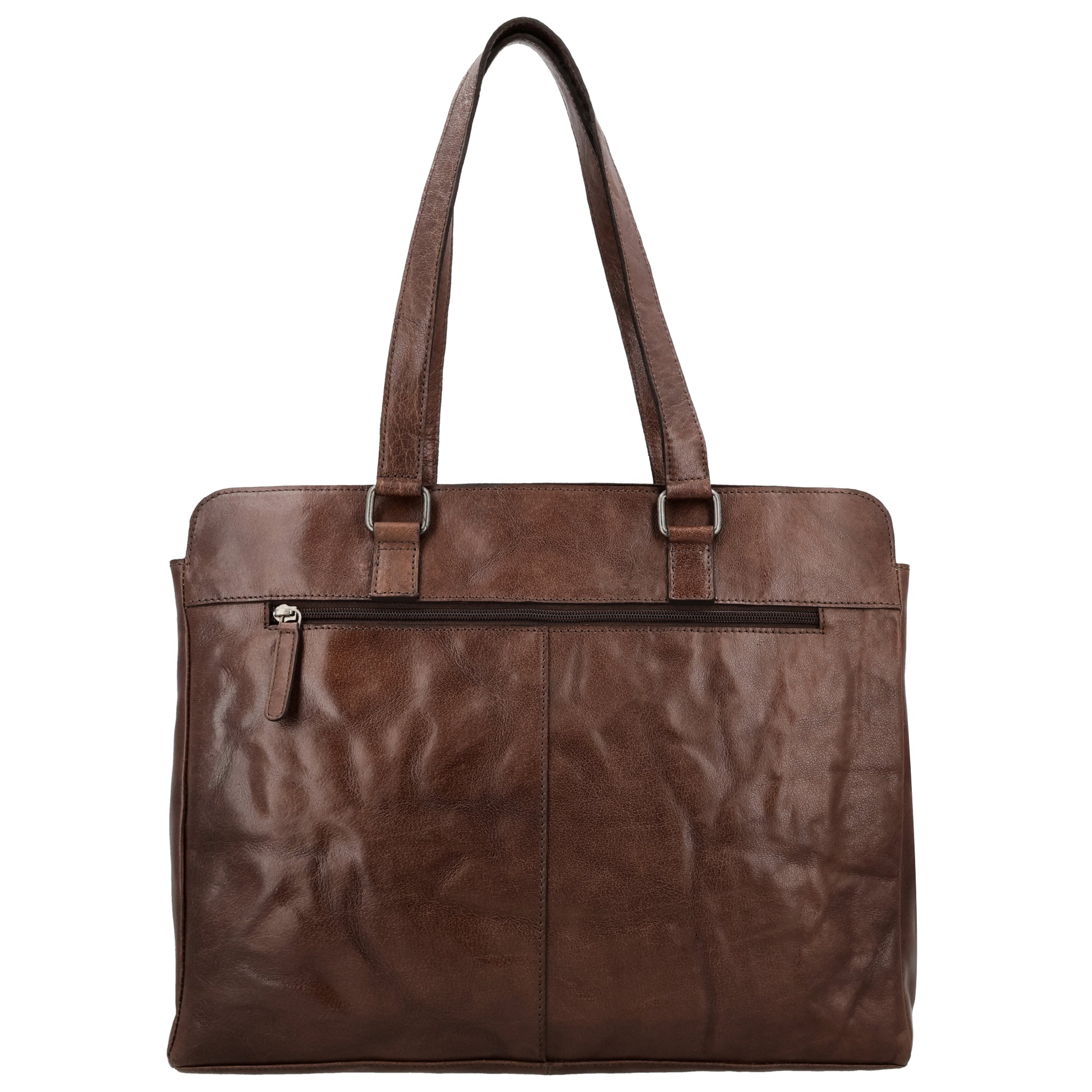 Business-| Laptoptasche 40x32cm in Braun mit Reißverschluss - leder-accessoires.com