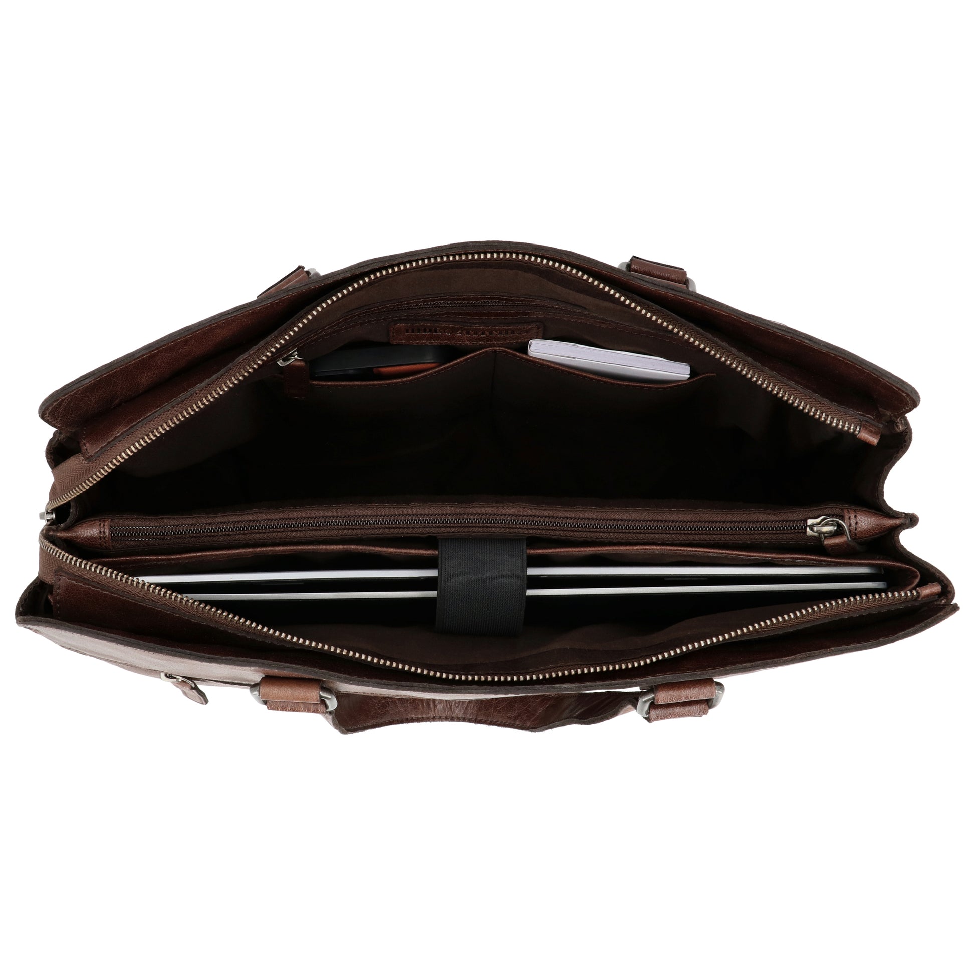 Business-| Laptoptasche 40x32cm in Braun mit Reißverschluss - leder-accessoires.com