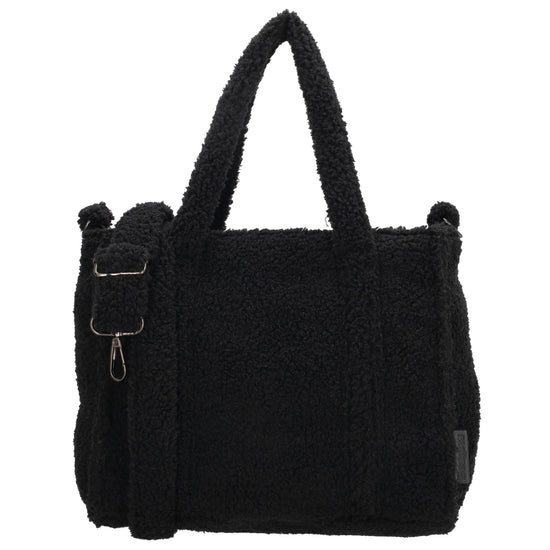 Teddy-Handtasche 27x22cm Schwarz – Kompakte Damentasche mit Schulterriemen - leder-accessoires.com