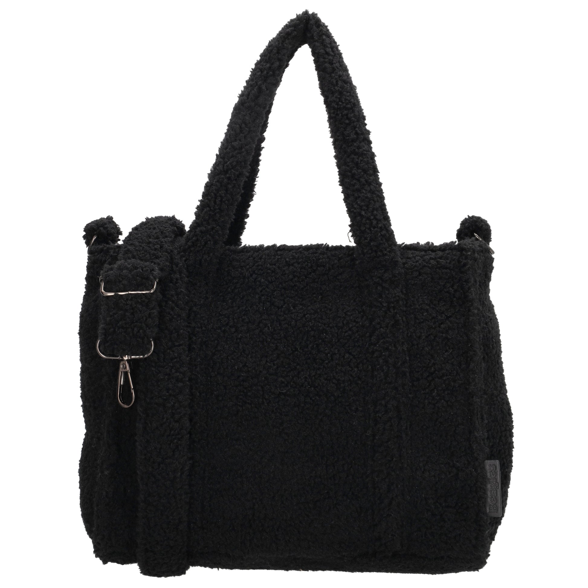 Teddy-Handtasche 27x22cm Schwarz – Kompakte Damentasche mit Schulterriemen - leder-accessoires.com