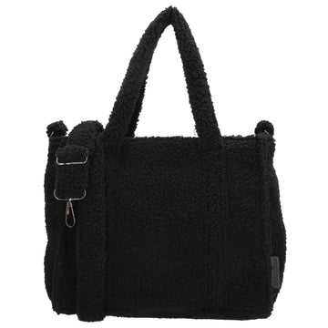 Teddy-Handtasche 27x22cm Schwarz – Kompakte Damentasche mit Schulterriemen - leder-accessoires.com