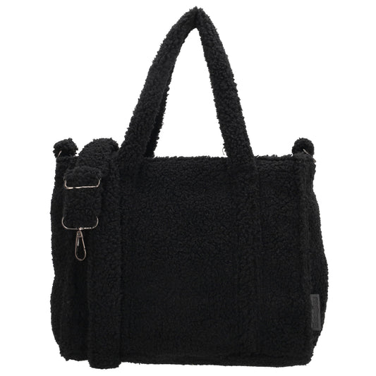 Teddy-Handtasche 27x22cm Schwarz – Kompakte Damentasche mit Schulterriemen - leder-accessoires.com