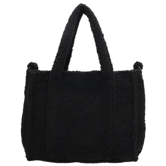 Teddy-Handtasche 27x22cm Schwarz – Kompakte Damentasche mit Schulterriemen - leder-accessoires.com