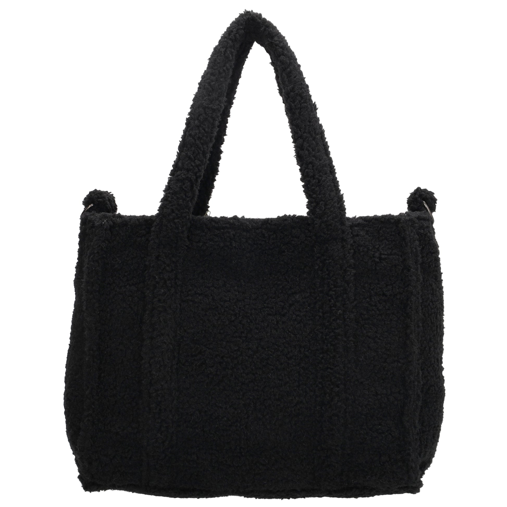 Teddy-Handtasche 27x22cm Schwarz – Kompakte Damentasche mit Schulterriemen - leder-accessoires.com