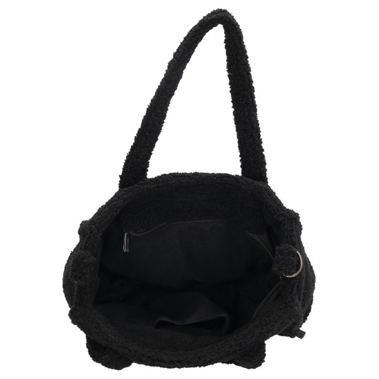 Teddy-Handtasche 27x22cm Schwarz – Kompakte Damentasche mit Schulterriemen - leder-accessoires.com