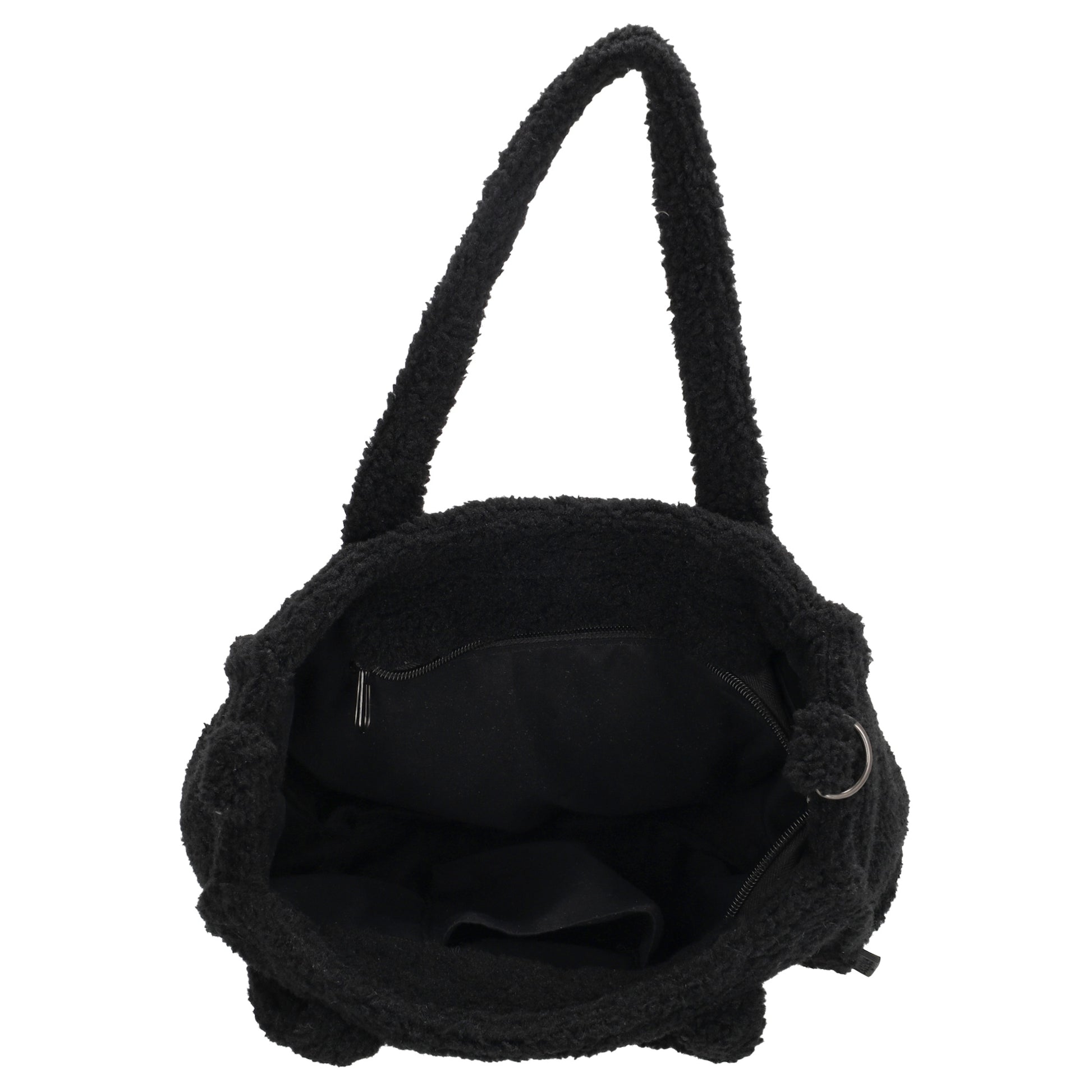 Teddy-Handtasche 27x22cm Schwarz – Kompakte Damentasche mit Schulterriemen - leder-accessoires.com