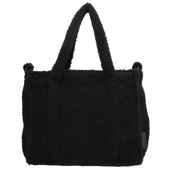 Teddy-Handtasche 27x22cm Schwarz – Kompakte Damentasche mit Schulterriemen - leder-accessoires.com