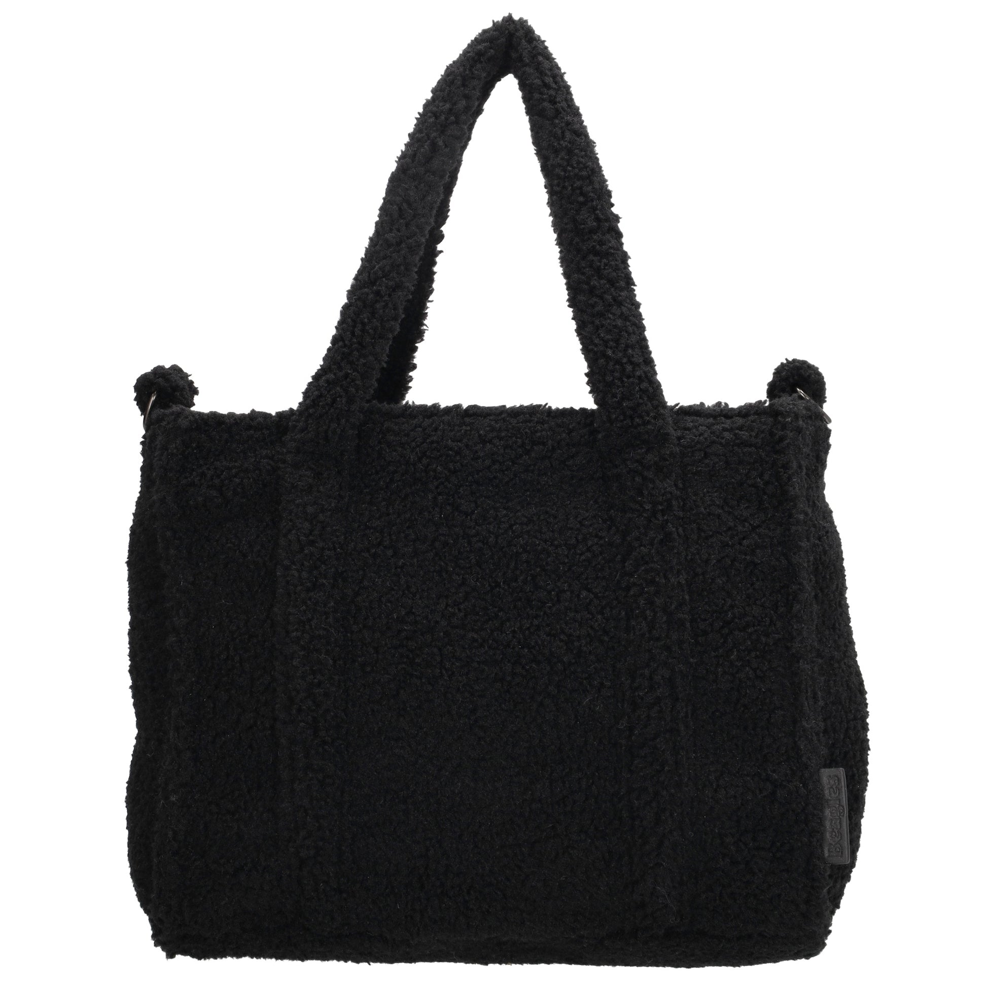 Teddy-Handtasche 27x22cm Schwarz – Kompakte Damentasche mit Schulterriemen - leder-accessoires.com
