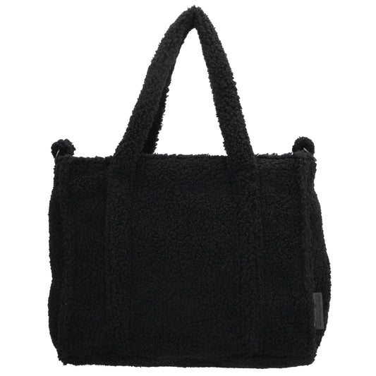 Teddy-Handtasche 27x22cm Schwarz – Kompakte Damentasche mit Schulterriemen - leder-accessoires.com