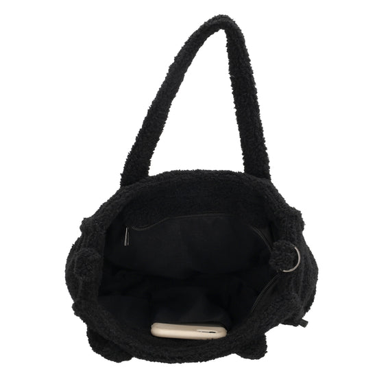 Teddy-Handtasche 27x22cm Schwarz – Kompakte Damentasche mit Schulterriemen - leder-accessoires.com