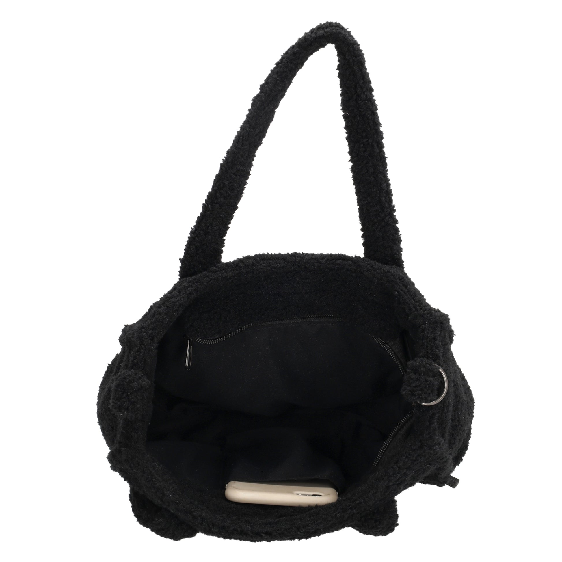 Teddy-Handtasche 27x22cm Schwarz – Kompakte Damentasche mit Schulterriemen - leder-accessoires.com