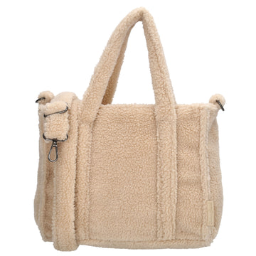 Teddy-Handtasche 27x22cm Creme Beige – Weiche Umhängetasche für Damen - leder-accessoires.com