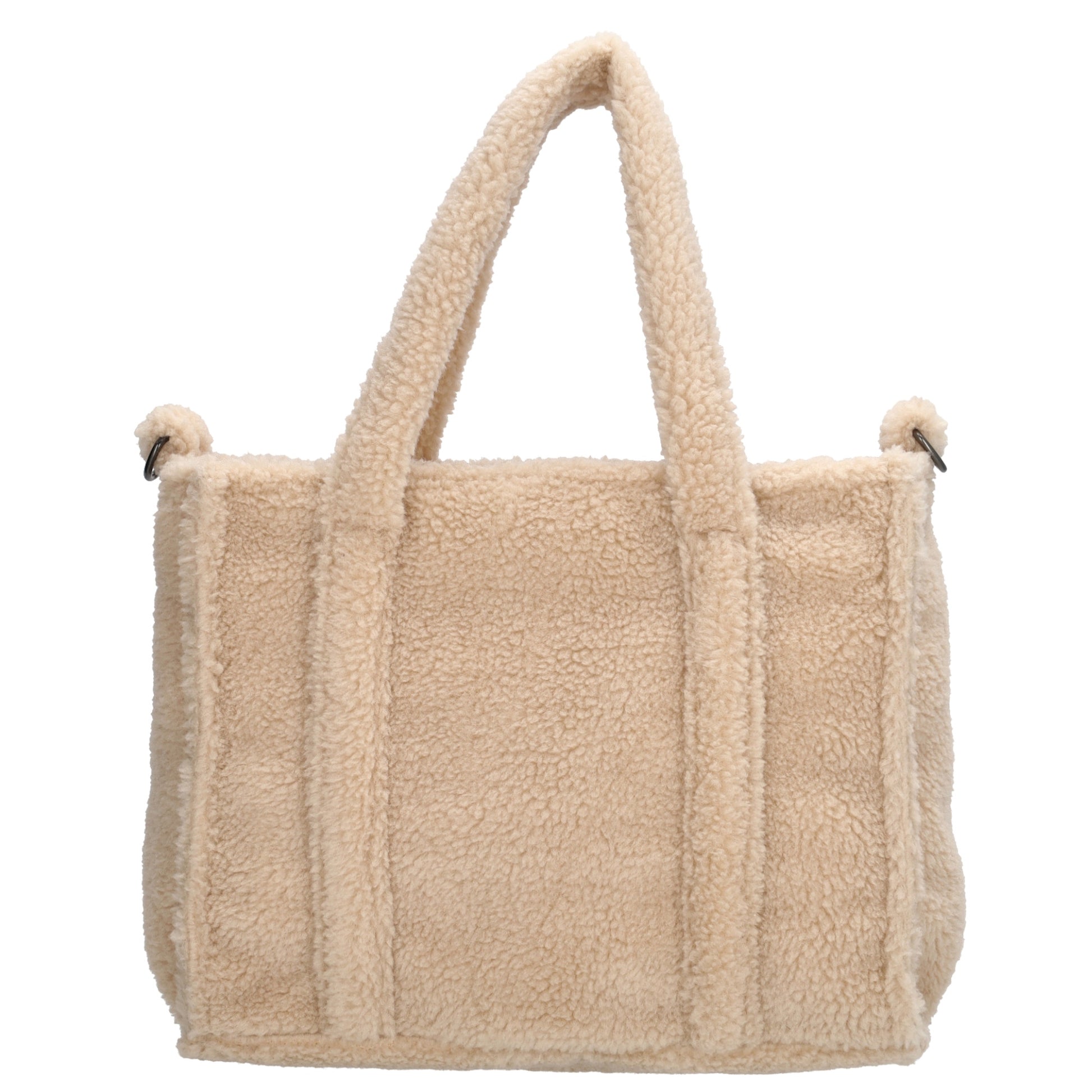 Teddy-Handtasche 27x22cm Creme Beige – Weiche Umhängetasche für Damen - leder-accessoires.com
