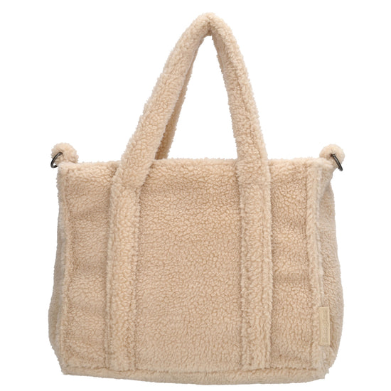 Teddy-Handtasche 27x22cm Creme Beige – Weiche Umhängetasche für Damen - leder-accessoires.com